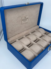 Carica l'immagine nel visualizzatore di Gallery, Box luxury porta orologi Biondo 10 posti blu
