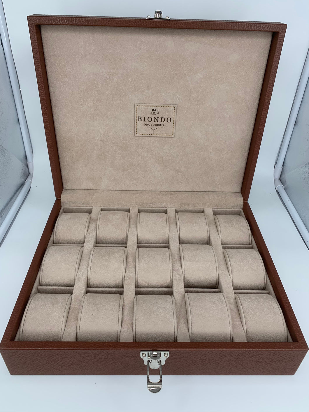 Box luxury porta orologi Biondo 15 posti marrone