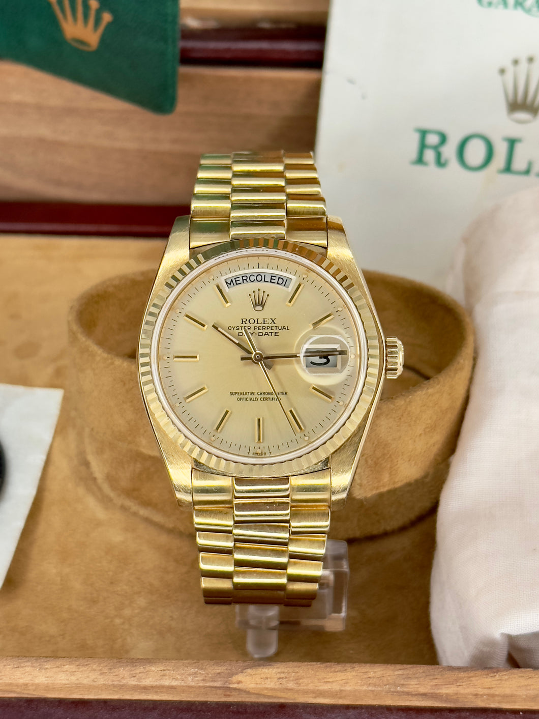 Rolex Day-Date 36 18K yellow gold ref. 18038 year 1980 full set