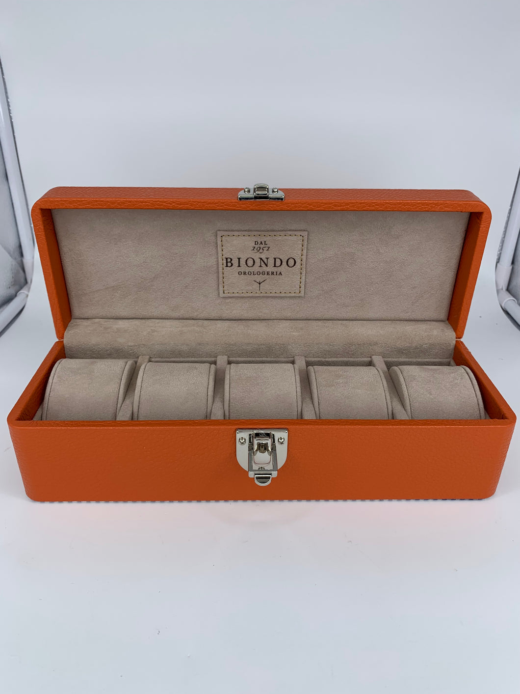 Box luxury porta orologi Biondo 5 posti arancione