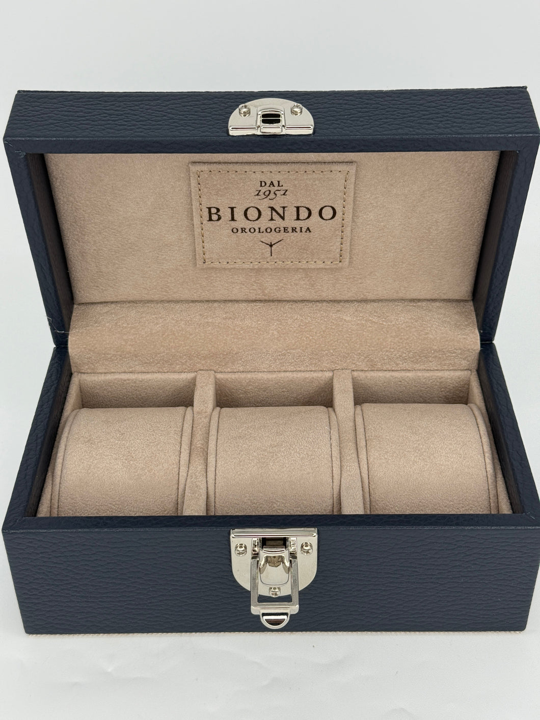 Box luxury porta orologi Biondo 3 posti blu navy