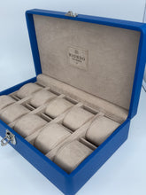 Carica l&#39;immagine nel visualizzatore di Gallery, Box luxury porta orologi Biondo 10 posti blu
