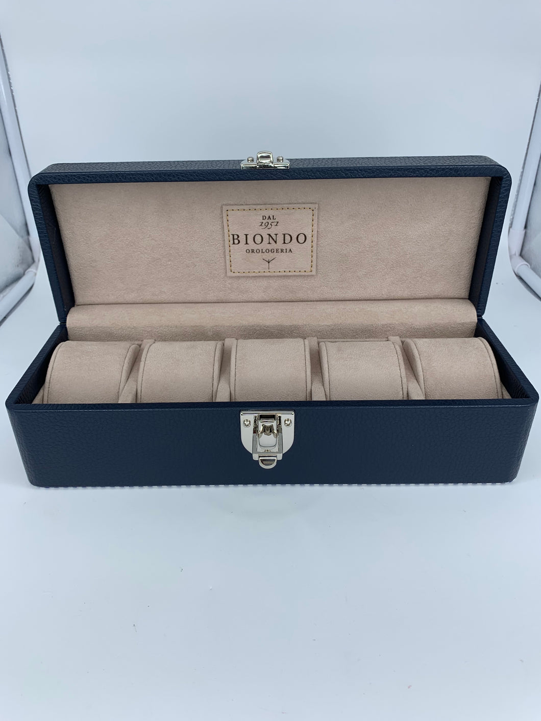 Box luxury porta orologi Biondo 5 posti blu