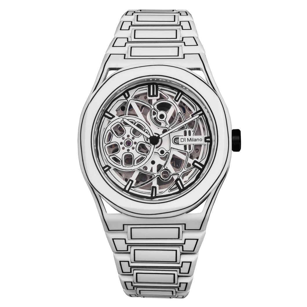 D1 Milano Skeleton White Sketch Cerakote 40,5 mm D1-SKBJ20