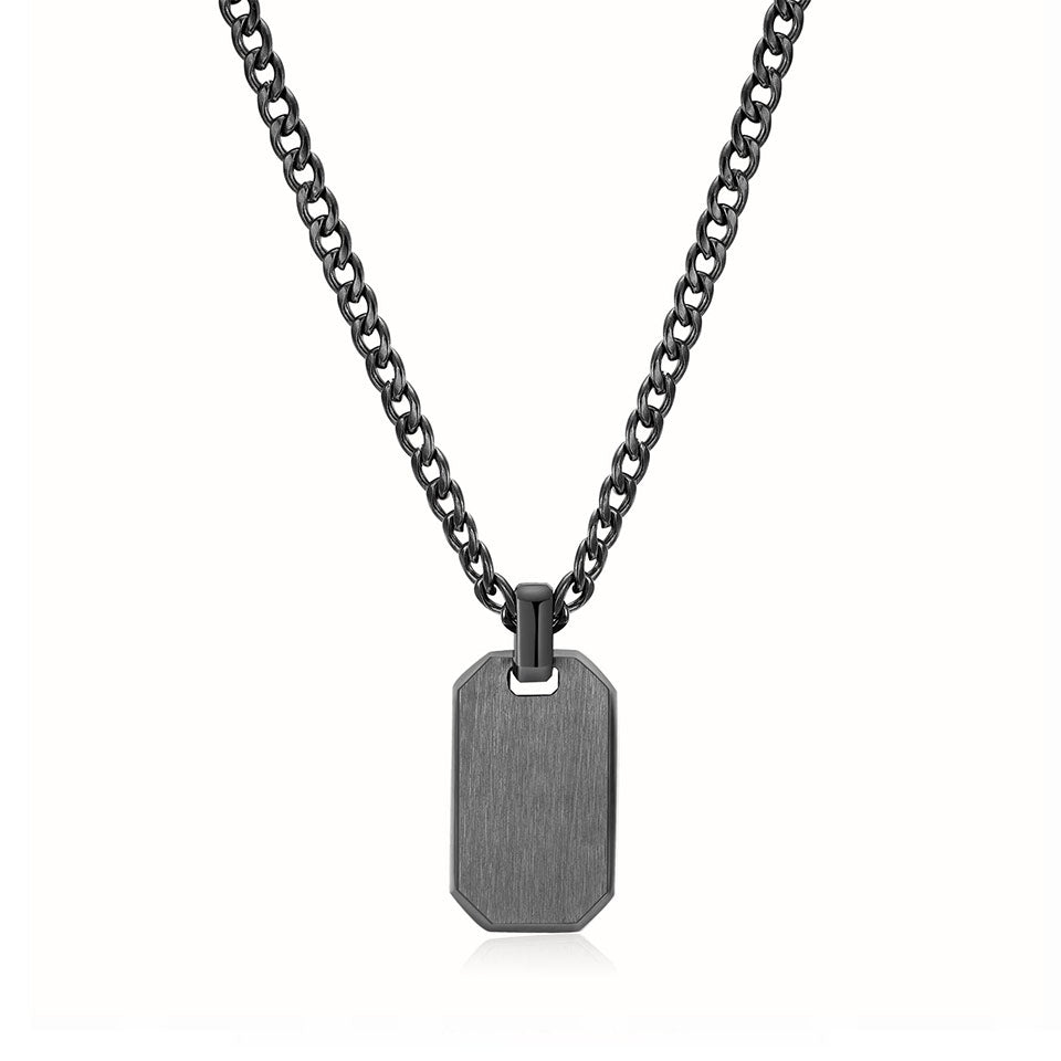 Collana uomo BROSWAY brunita con piastrina