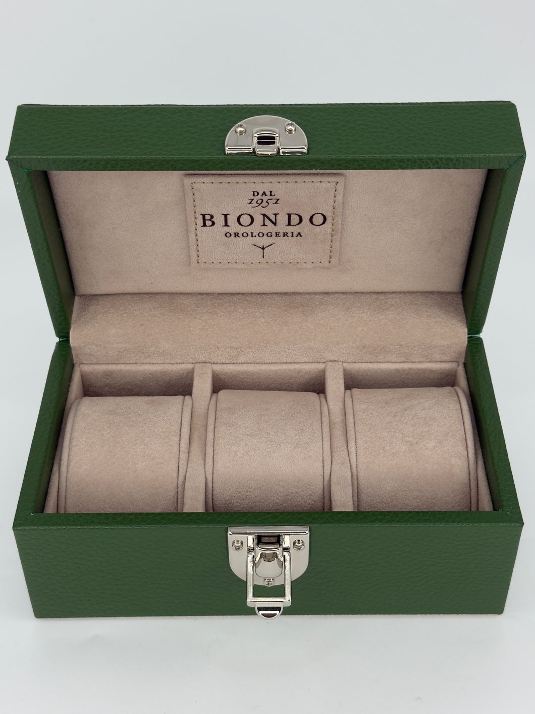 Box luxury porta orologi Biondo 3 posti verde scuro
