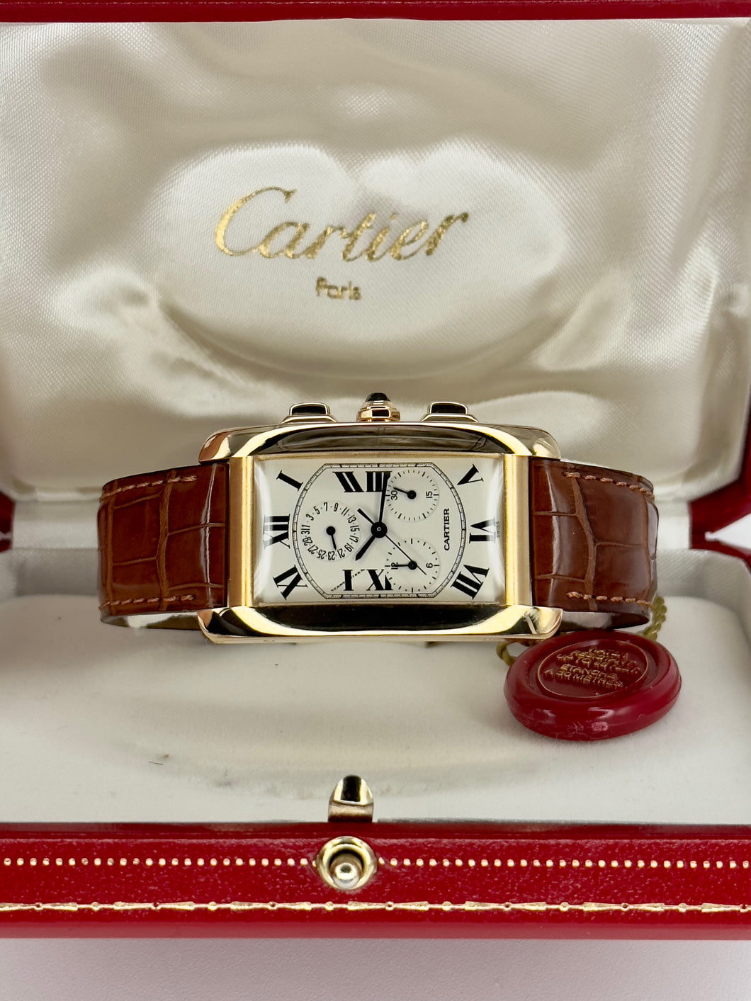 Cartier Tank Américaine Chronoreflex yellow gold ref. W2601156 year 1996 full set
