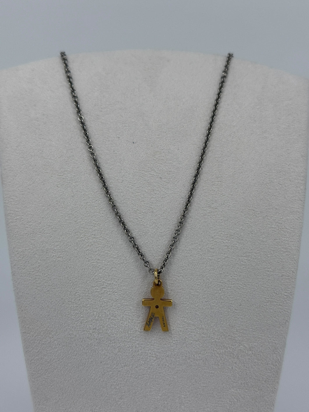 Collana con bimbo in acciaio dorato