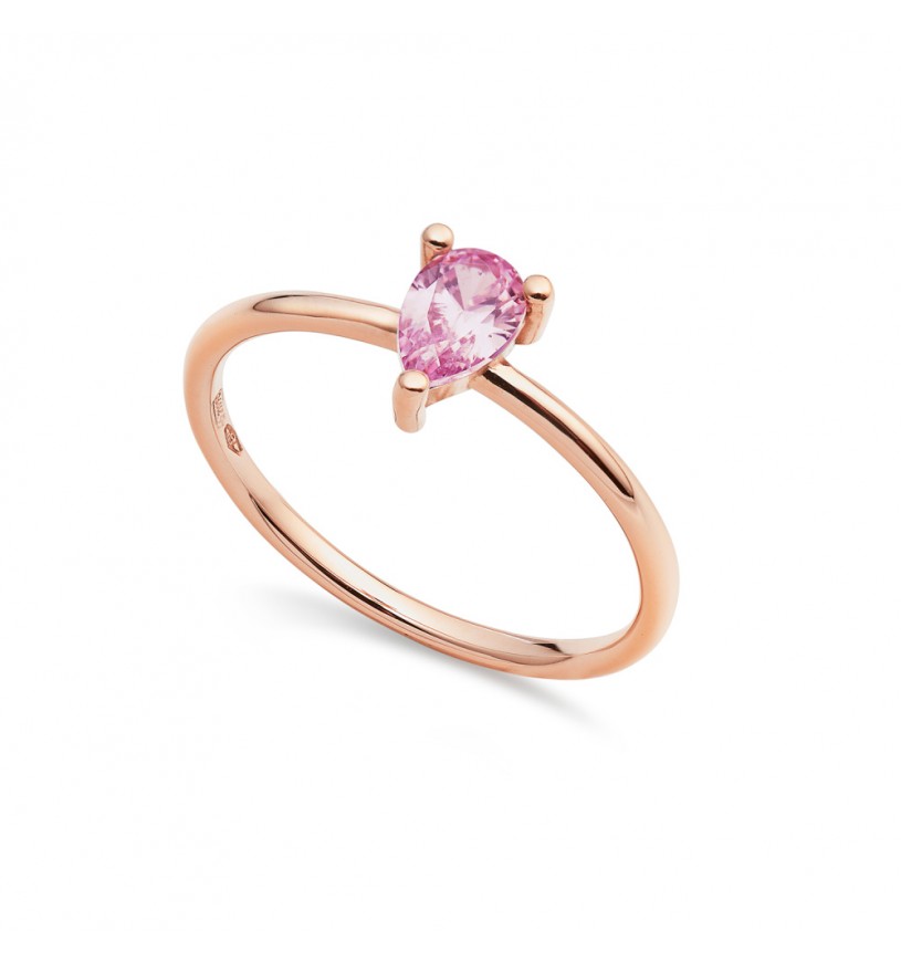 Anello AMBROSIA pietra rosa in oro rosa