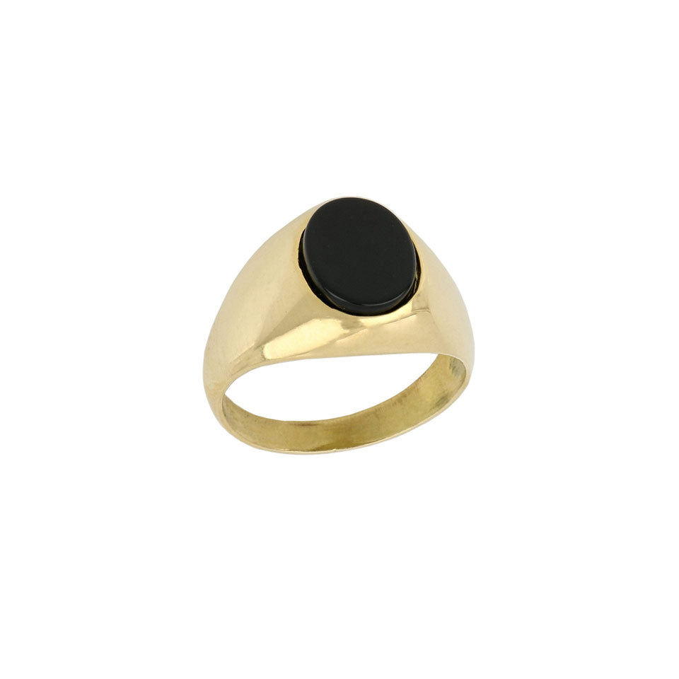 Anello uomo oro giallo con pietra nera – BIONDO GIOIELLERIA