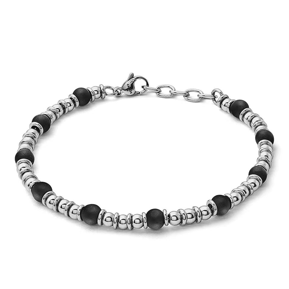 Bracciale uomo COMETE acciaio e onice