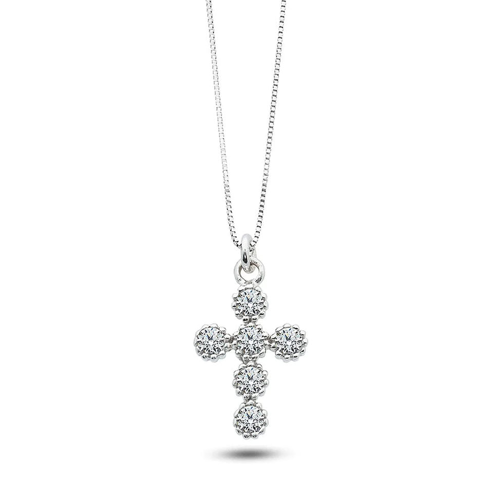 Collana AMBROSIA in oro bianco con croce
