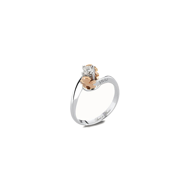 Anello LE BEBÉ solitario Maschietto oro bianco e rosa