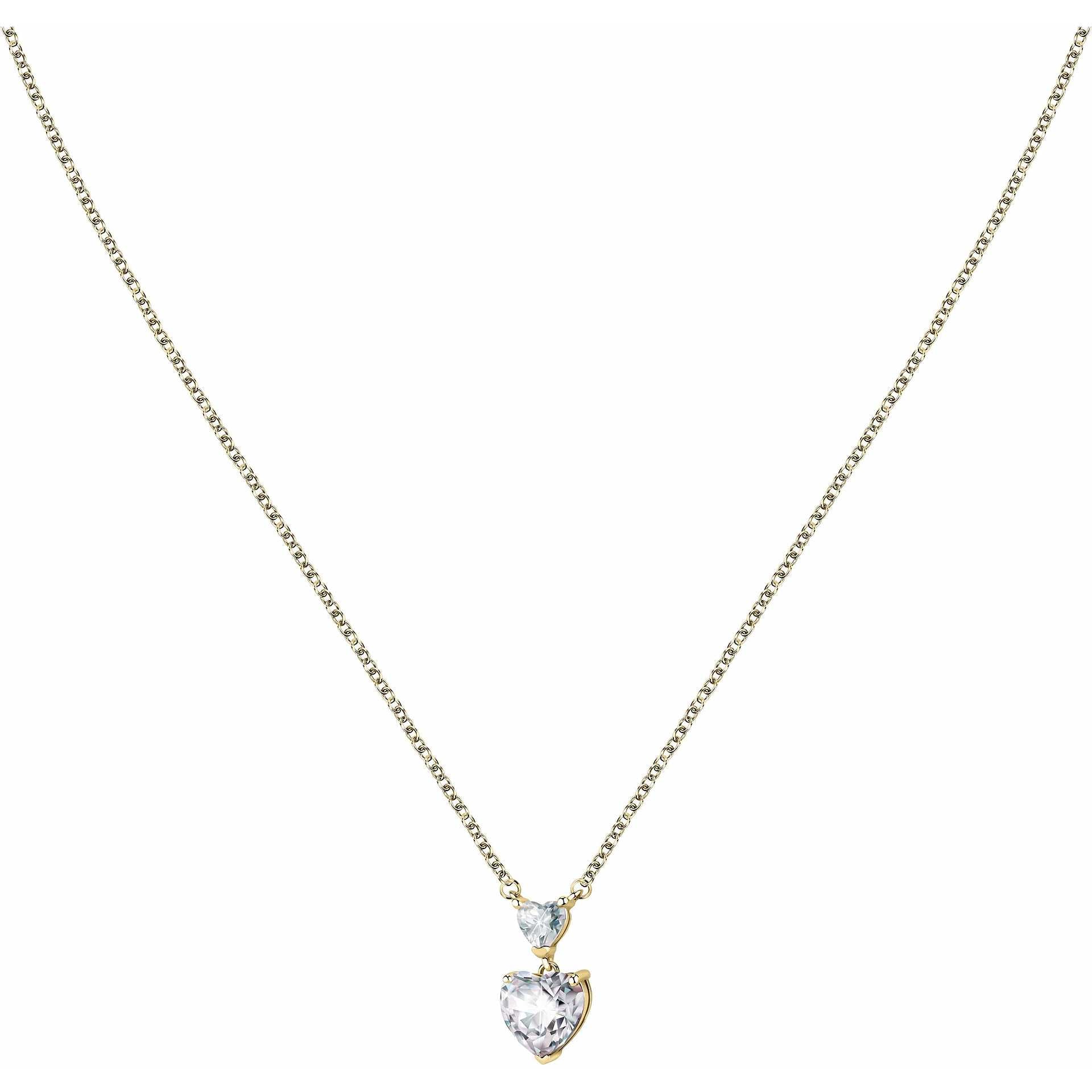CARISSMA Collana Donna Oro Bicolore 9ct - Catena Con Cuore Aperto E Zirconi Cubici - Lunghezza 46 Cm - Gioiello Eleganza Italiana