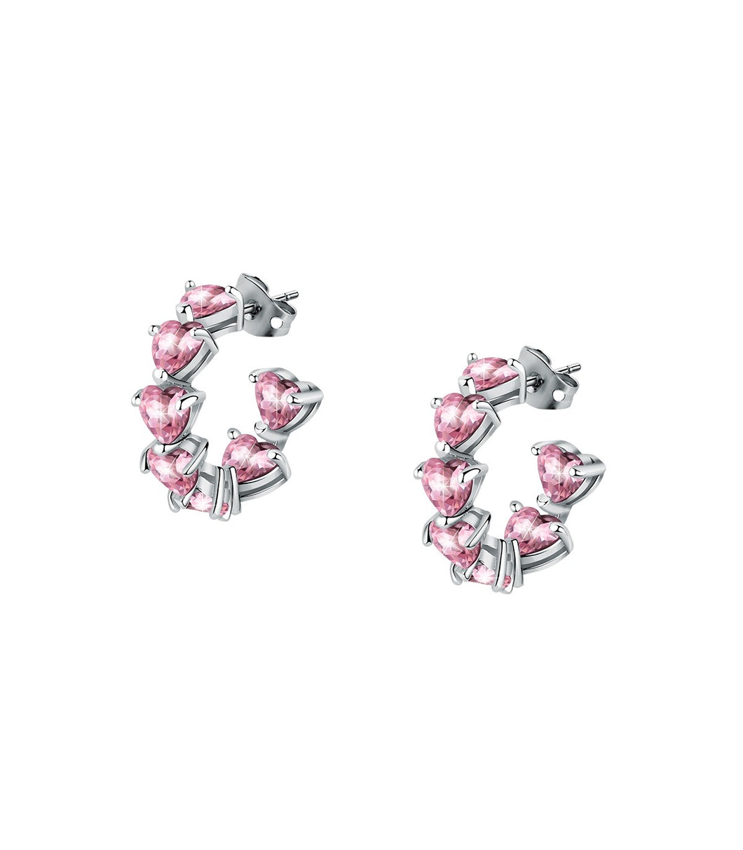 Orecchini cerchio CHIARA FERRAGNI cuori rosa